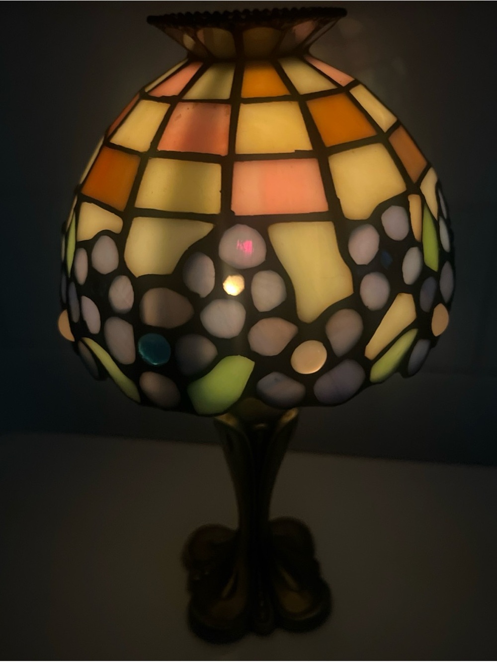 Party lite 2 Piece stain glass Tiffany style Fairy lamp/ tea light candle holder